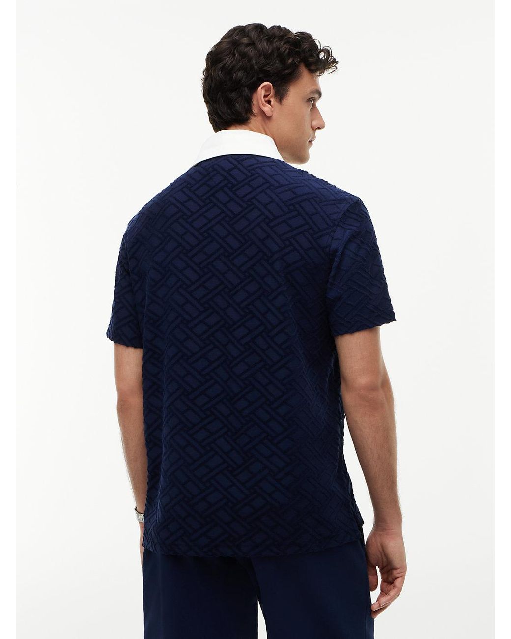 Tommy Hilfiger Blue Classic Fit Flag Jacquard Polo Shirt for men