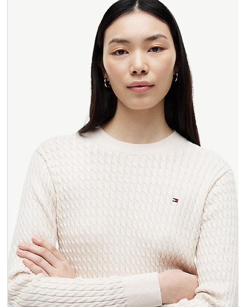 Tommy Hilfiger Natural Fine Cable Knit Slim Jumper
