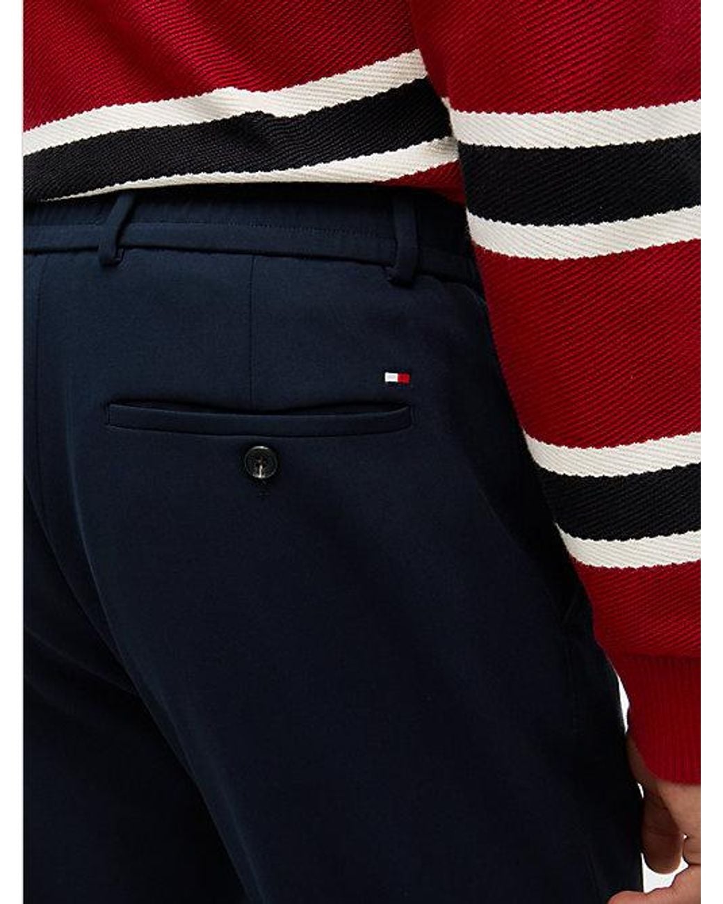 Tommy Hilfiger Blue Denton Slim Straight Elasticated Waist Chinos for men