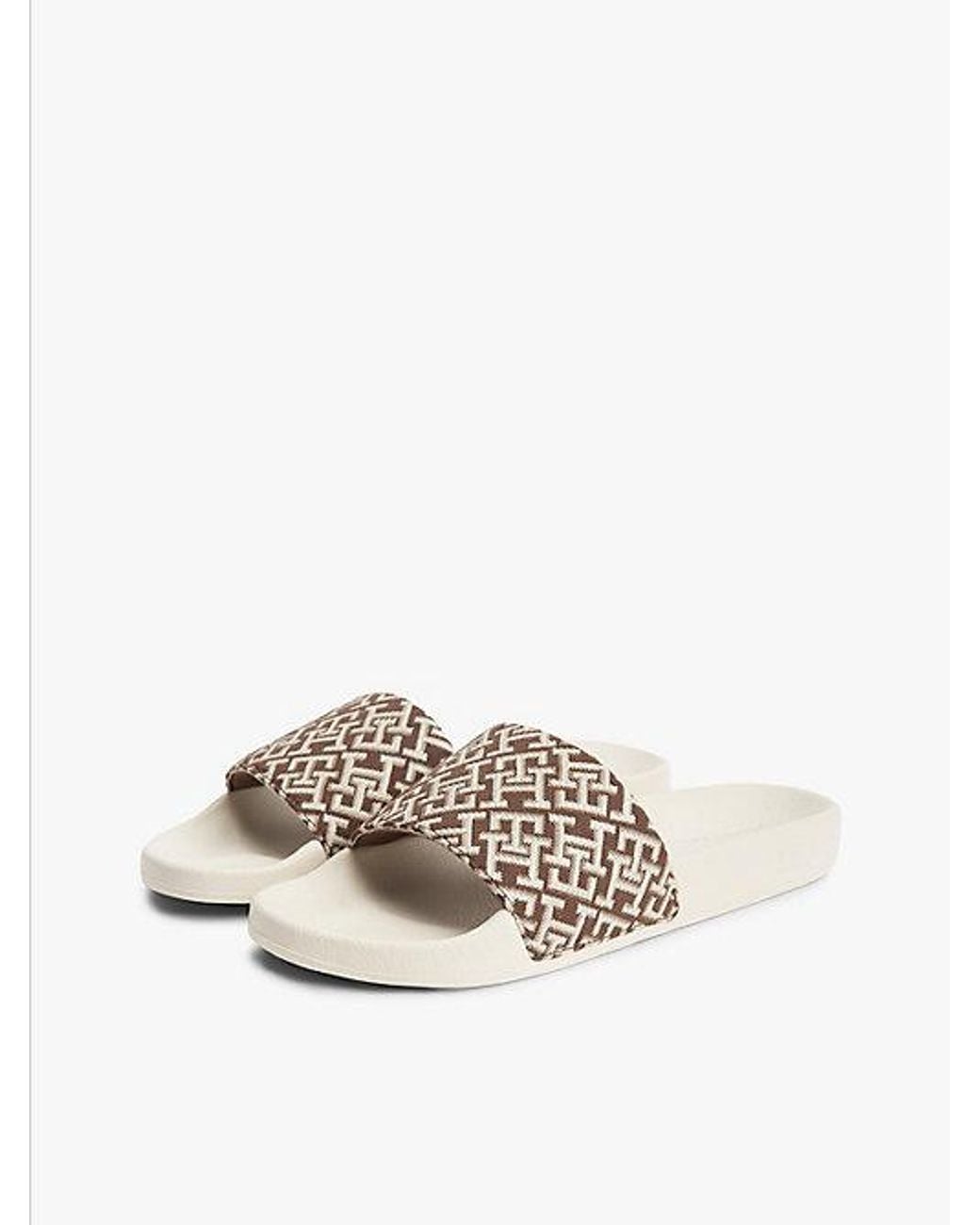Tommy Hilfiger White Th Monogram Pool Slides