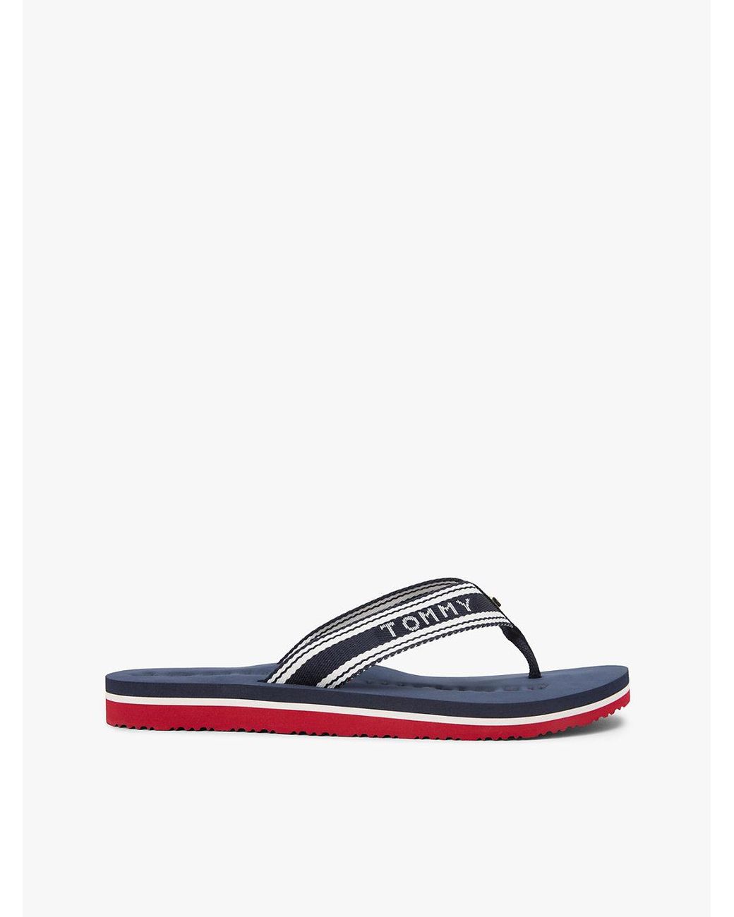 Tommy Hilfiger White Webbing Strap Signature Flip-Flops