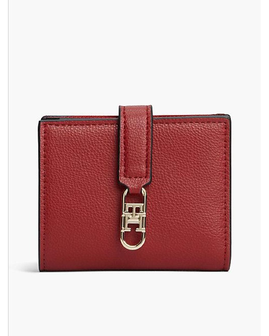 Tommy Hilfiger Red Th Monogram Plaque Bifold Wallet