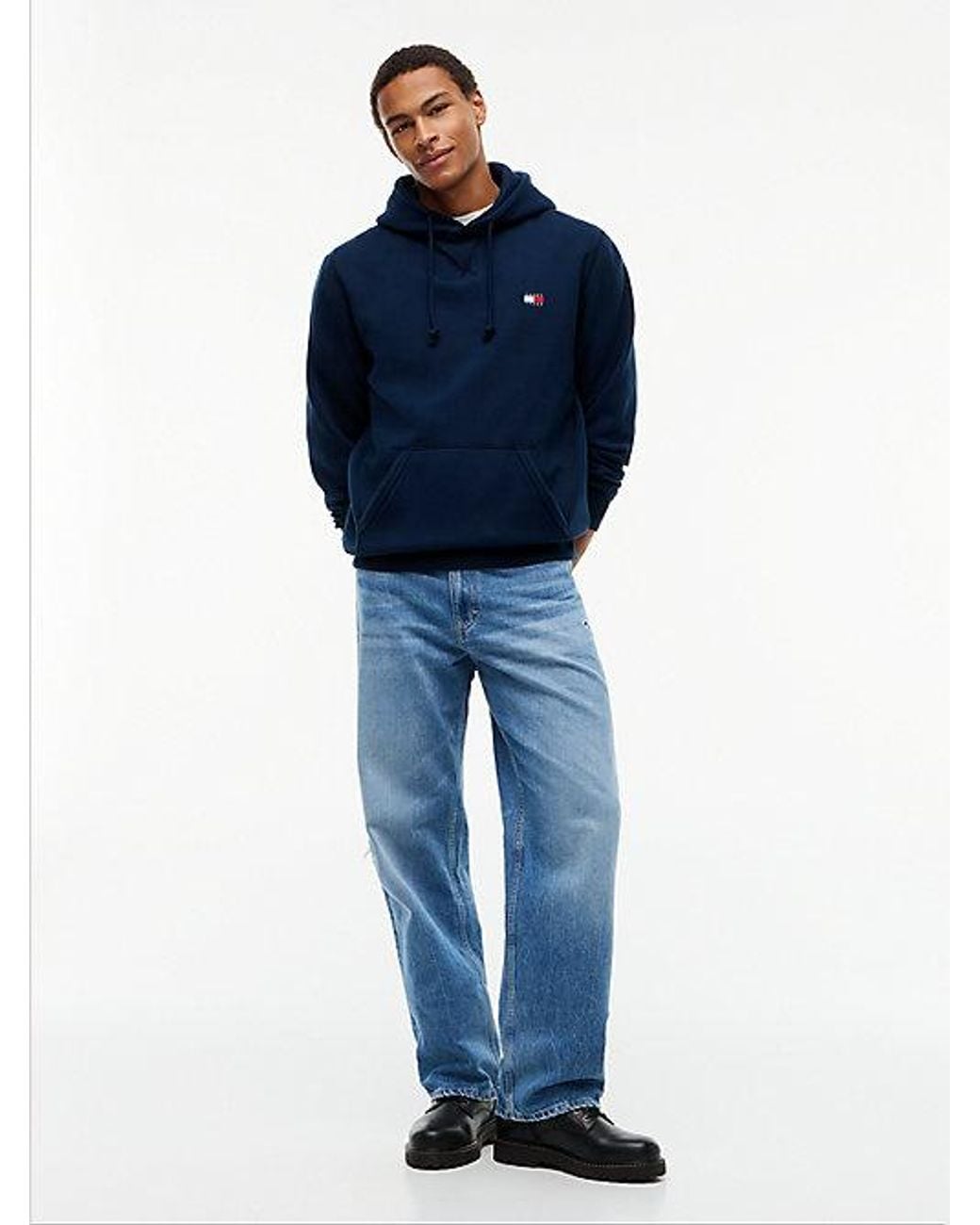 Tommy Hilfiger Blue Tommy Badge Fleece Drawstring Hoody for men