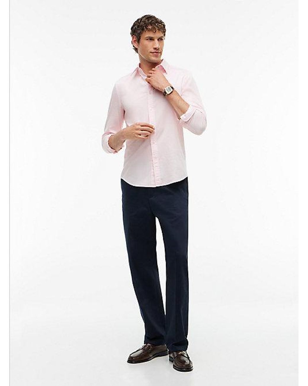 Tommy Hilfiger White Th Flex Slim Fit Dobby Shirt for men
