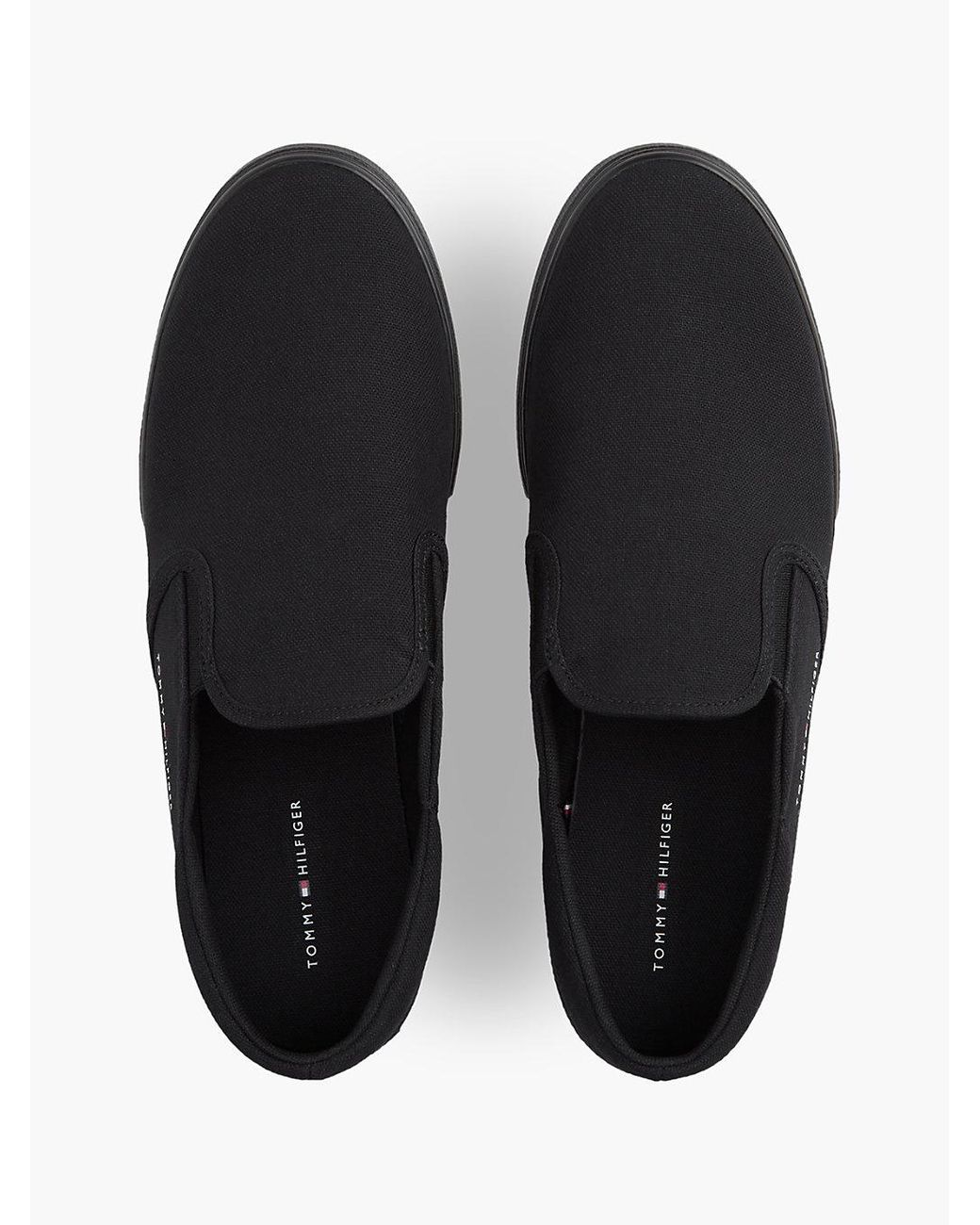 Tommy Hilfiger Black Canvas Slip-On Trainers for men
