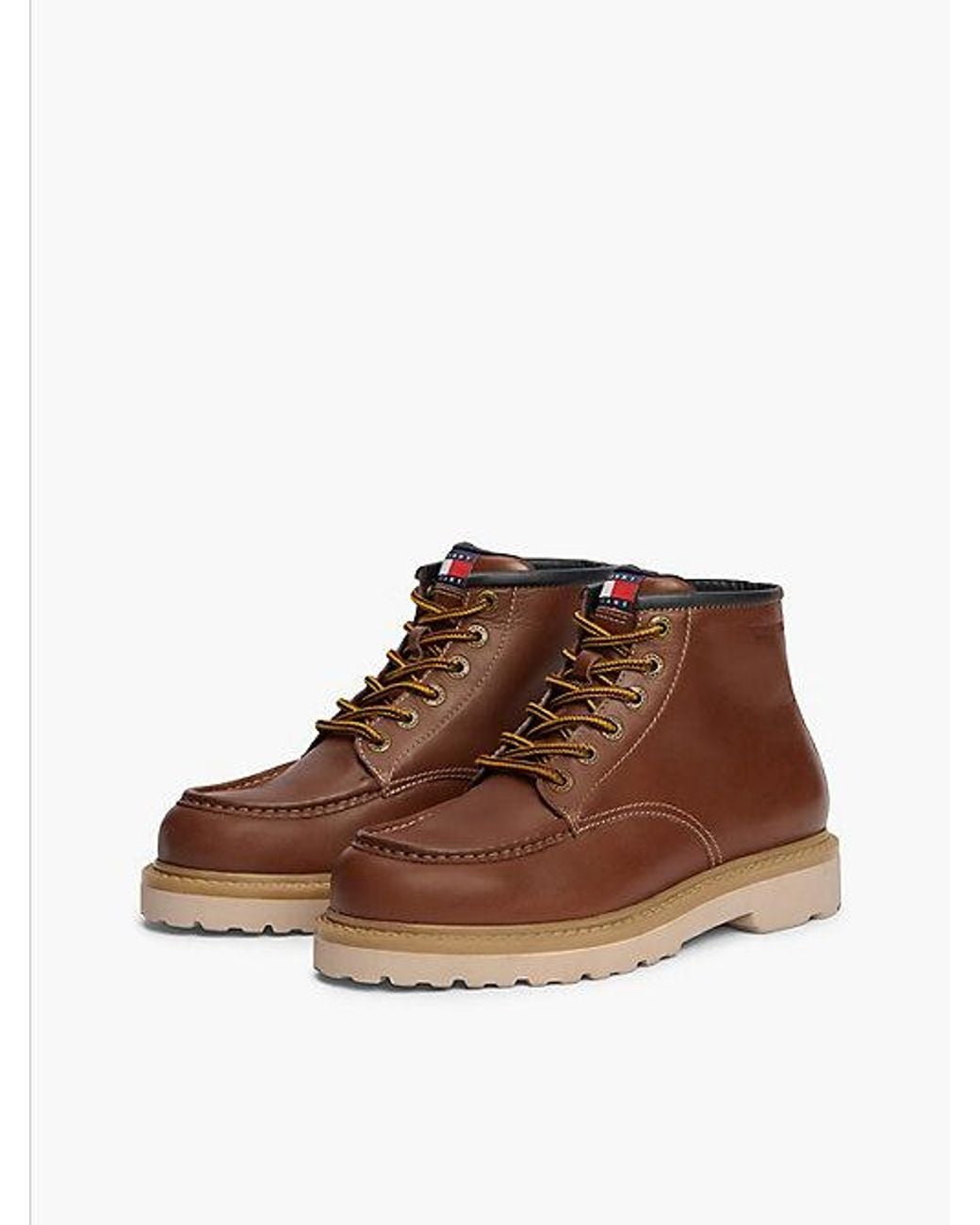 Tommy Hilfiger Brown Tommy Jeans Archive Leather Lace Up Mid Boots for men