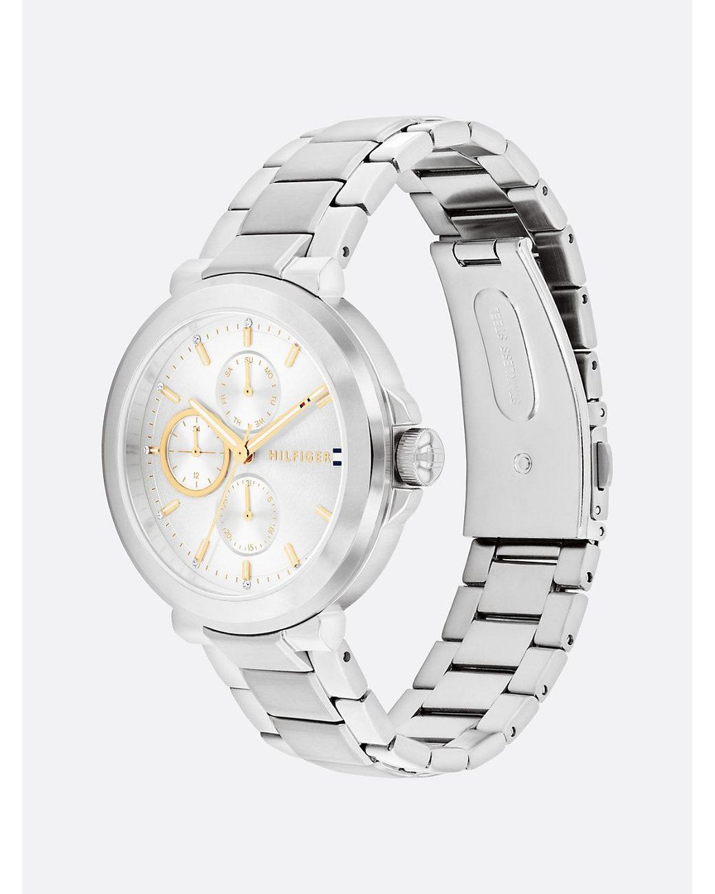 Tommy Hilfiger White Stainless Steel Blue Dial Watch