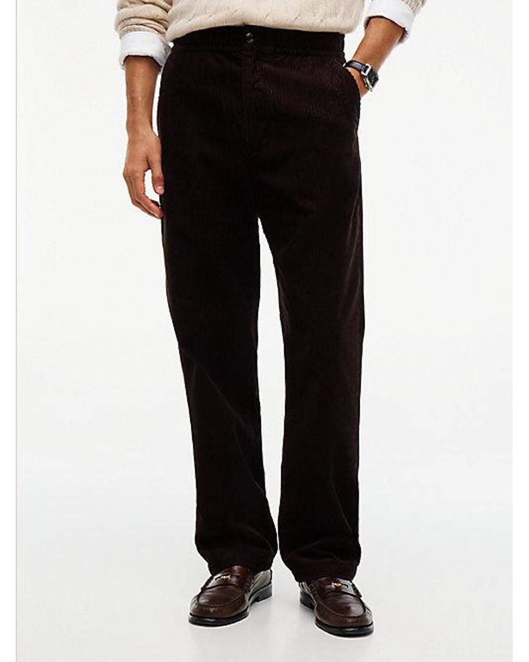 Tommy Hilfiger Black Dover Regular Straight Elasticated Corduroy Chinos for men