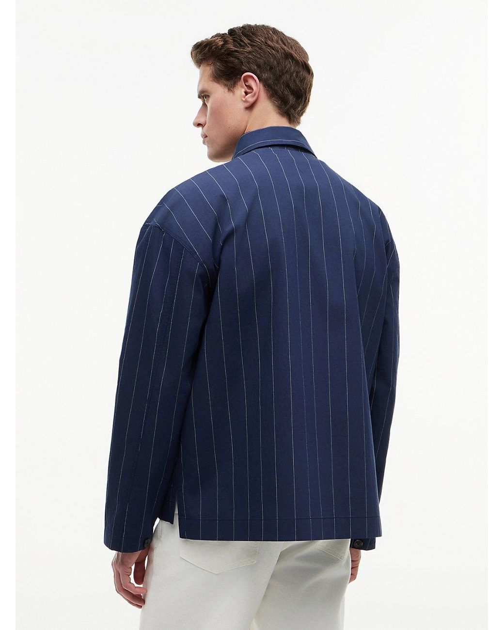 Tommy Hilfiger Blue Relaxed Fit Pinstripe Paper Touch Overshirt for men