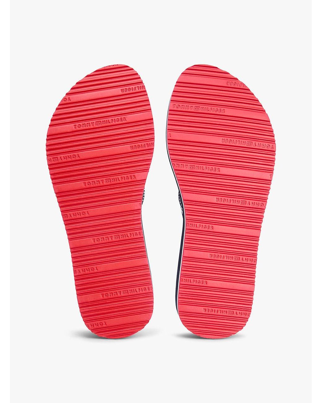 Tommy Hilfiger Blue Webbing Strap Signature Wedge Flip-Flops