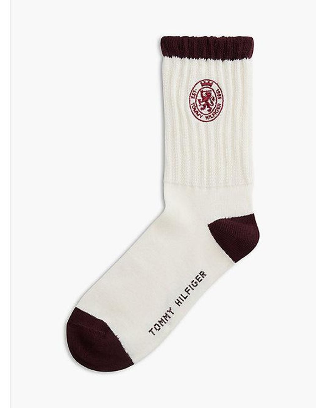 Tommy Hilfiger White 1 Pack Crest Embroidery Socks