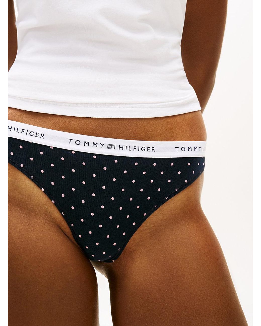 Tommy Hilfiger Blue Print Repeat Logo Waistband Thong