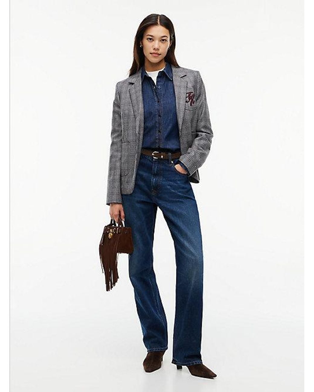 Tommy Hilfiger Blue Relaxed Fit Logo Embroidery Denim Shirt