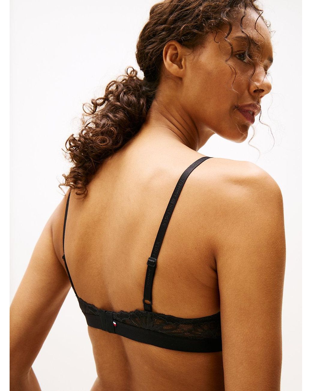 Tommy Hilfiger Black Floral Lace Triangle Bra