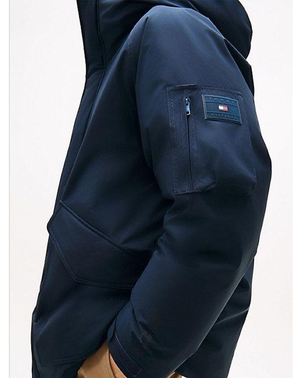 Tommy Hilfiger Blue Water Repellent Windproof Down Hooded Parka for men