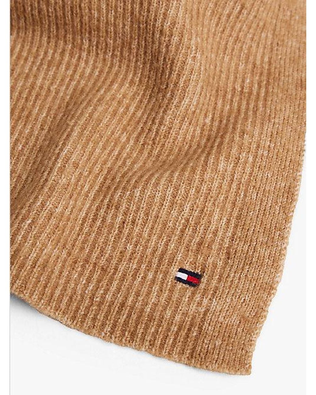 Tommy Hilfiger Natural Hilfiger Flag Fluffy Scarf With Wool