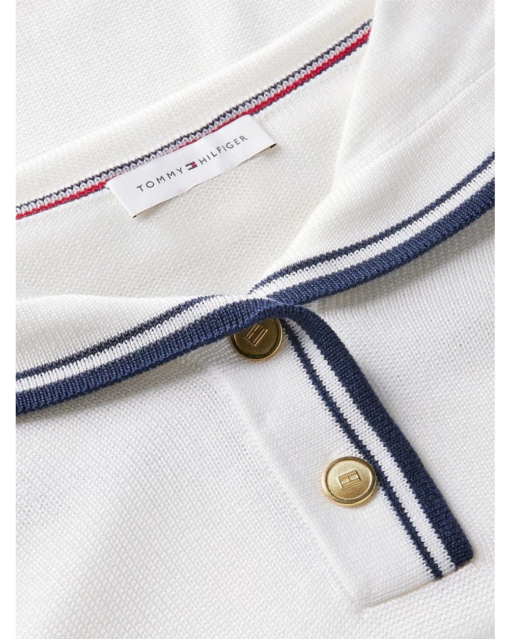 Tommy Hilfiger White Relaxed Sailor Collar Jumper With Silk