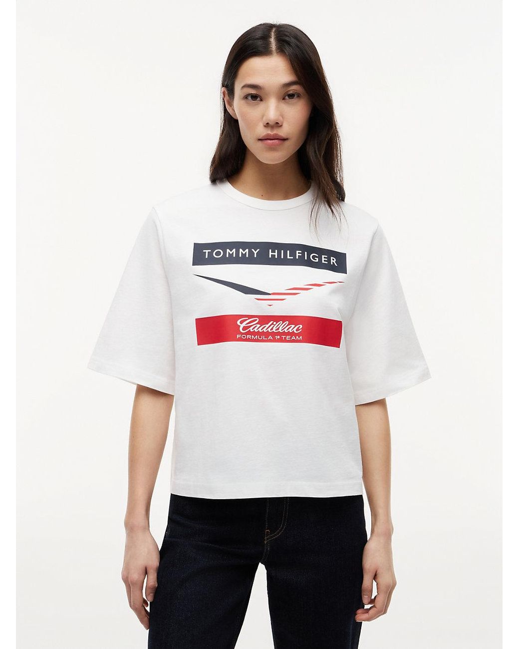 Tommy Hilfiger White Th X Cadillac Formula 1 Team Chevron T-Shirt