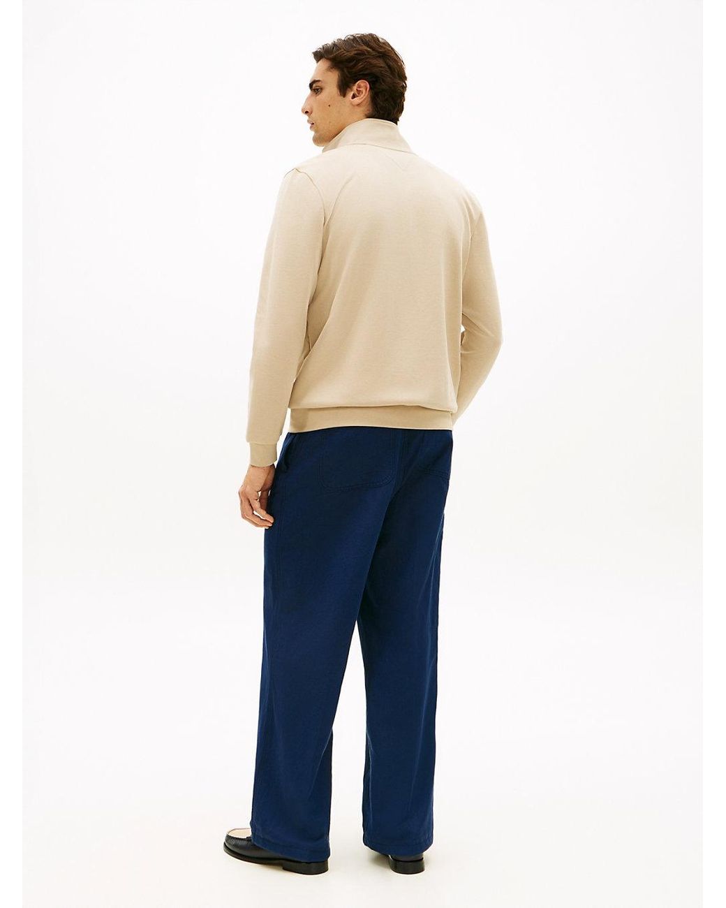 Tommy Hilfiger Natural Intechno Knit Flag Embroidery Zip-Thru Jumper for men