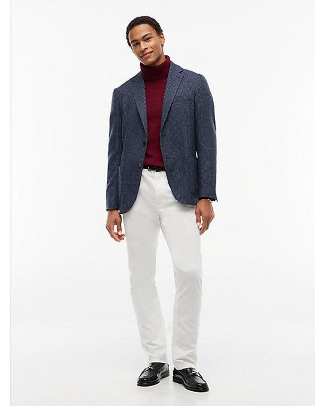 Tommy Hilfiger Blue Wool Blend Check Single Breasted Blazer for men