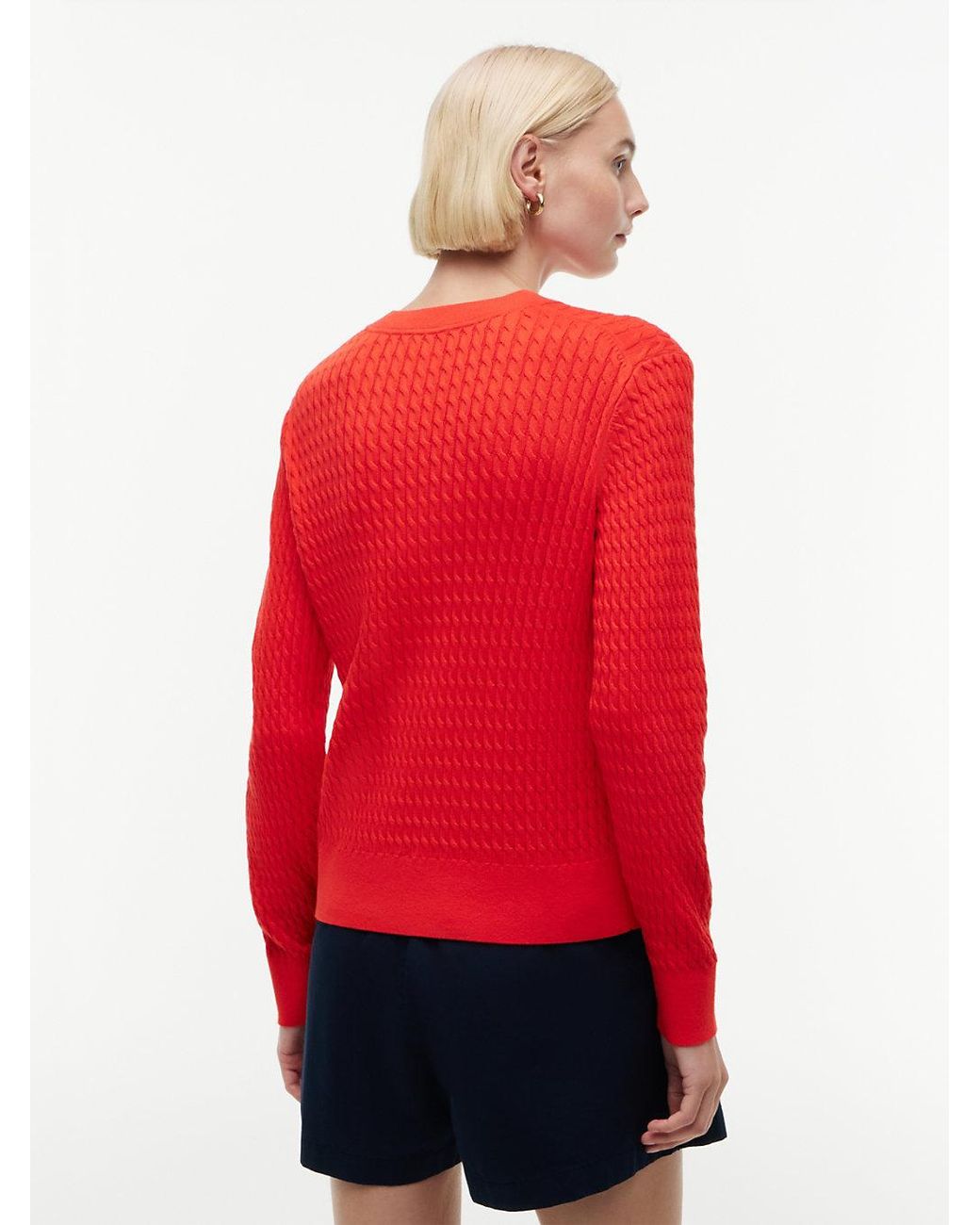 Tommy Hilfiger Red Fine Cable Knit Crew Neck Jumper