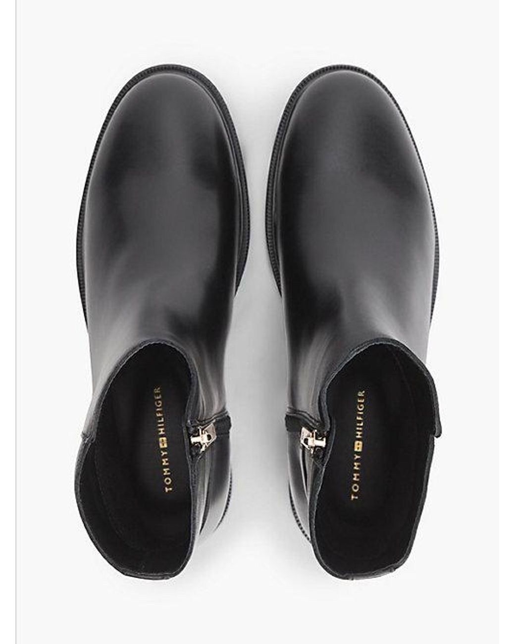 Tommy Hilfiger Black Leather Th Monogram Buckle Ankle Boots