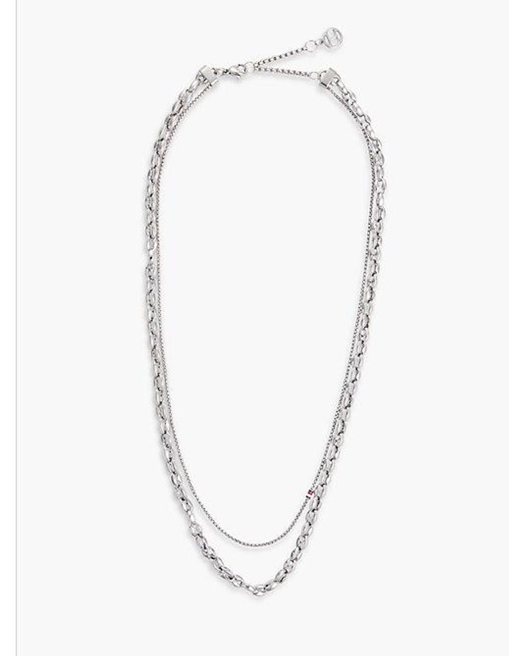 Tommy Hilfiger White Stainless Steel Double Chain Necklace