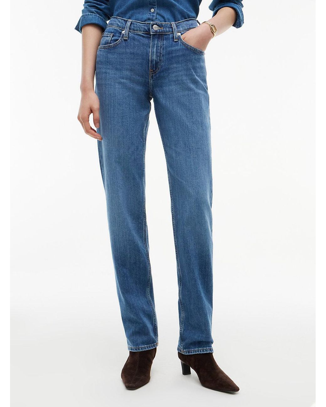 Tommy Hilfiger Blue Mid Rise Classic Straight Jeans