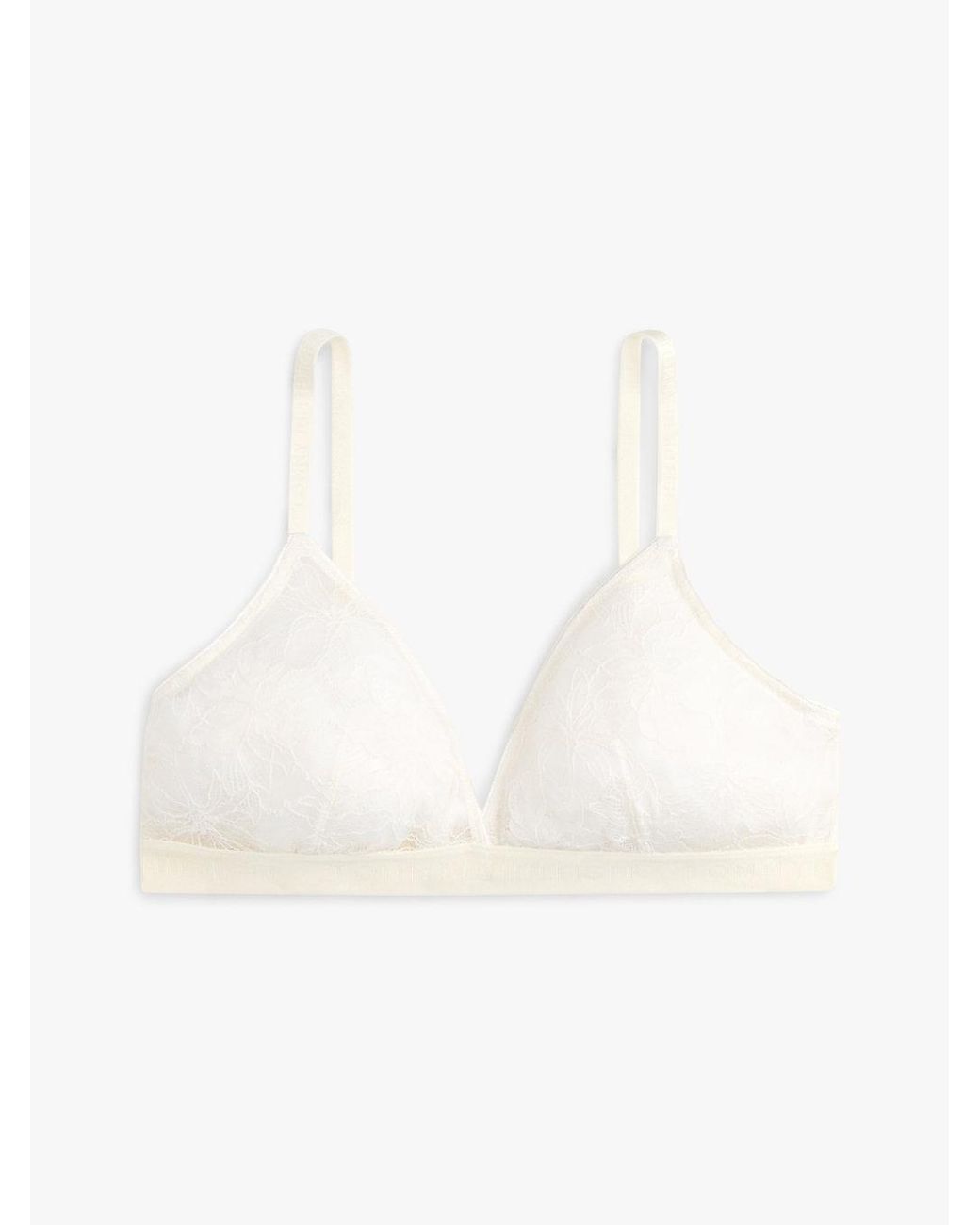 Tommy Hilfiger White Repeat Logo Floral Lace Triangle Bra