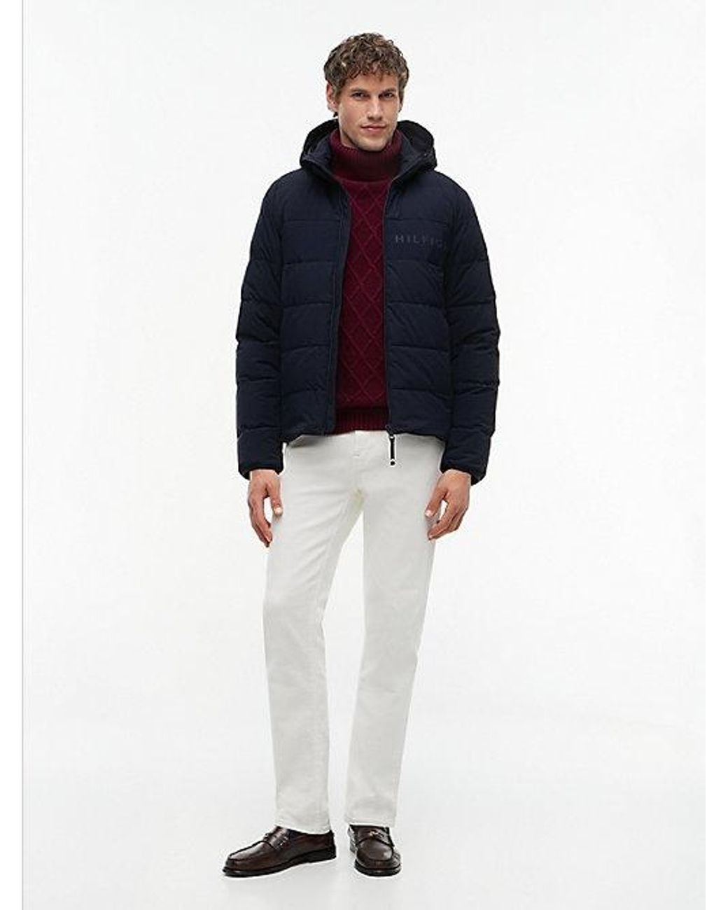 Tommy Hilfiger Blue Detachable Hood Puffer Jacket for men