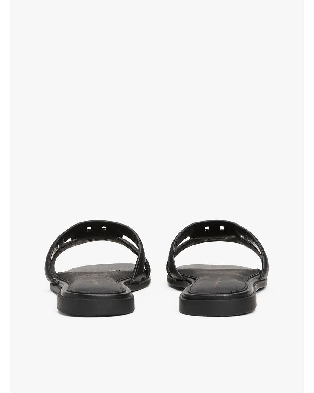 Tommy Hilfiger White Leather Th Monogram Strap Mules