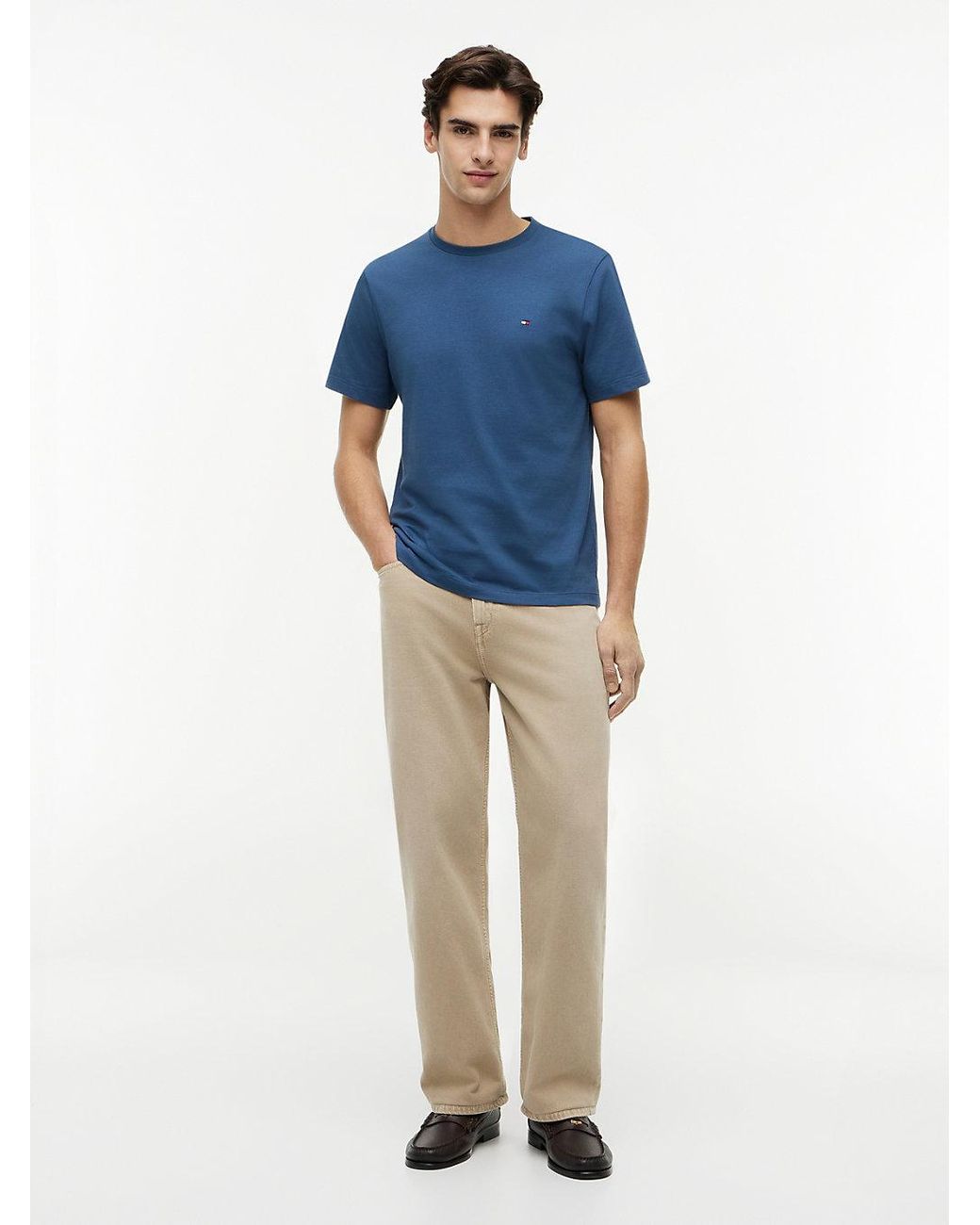 Tommy Hilfiger Blue Flag Embroidery Crew Neck T-Shirt for men