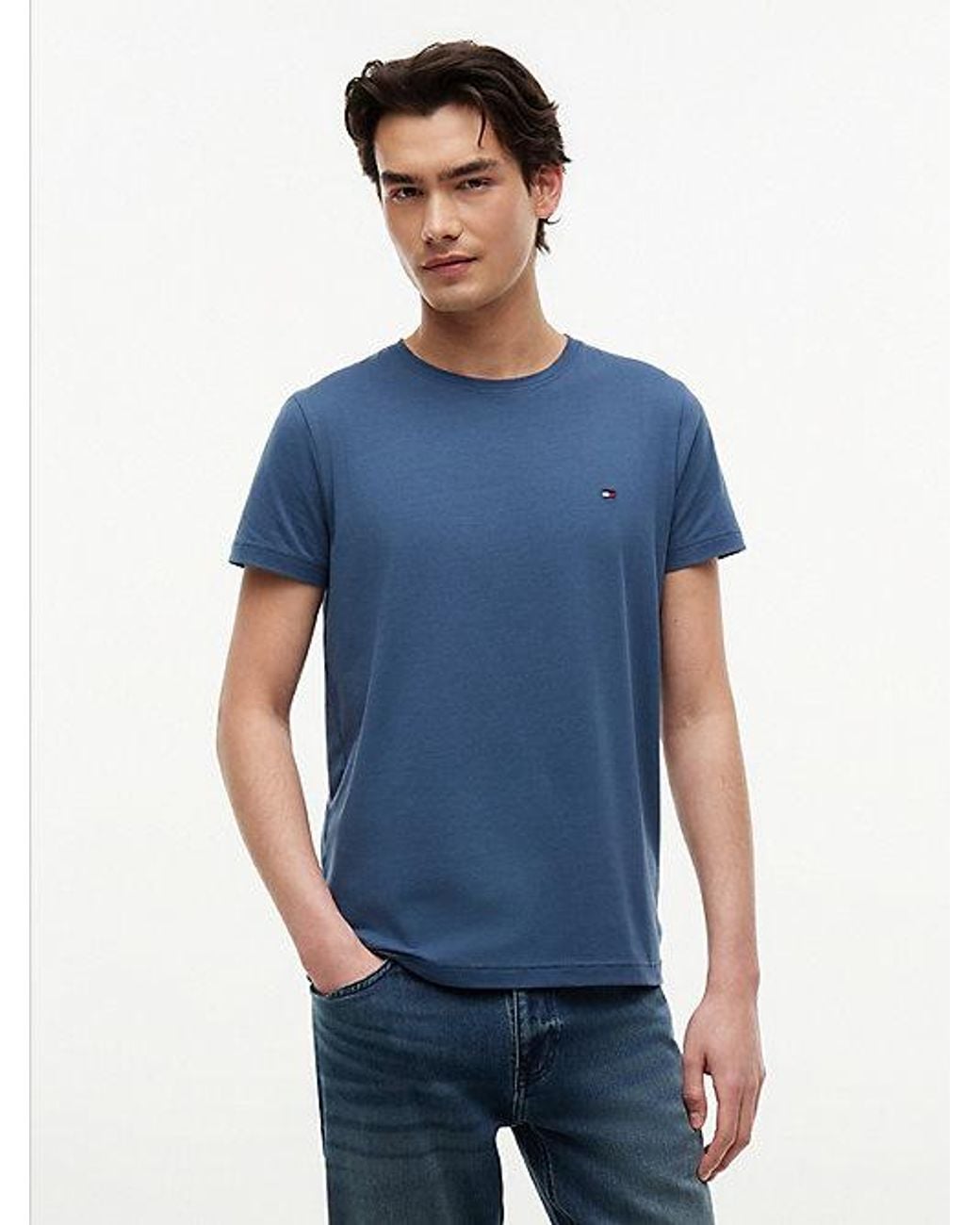 Tommy Hilfiger Blue Flag Embroidery Slim Jersey T-Shirt for men
