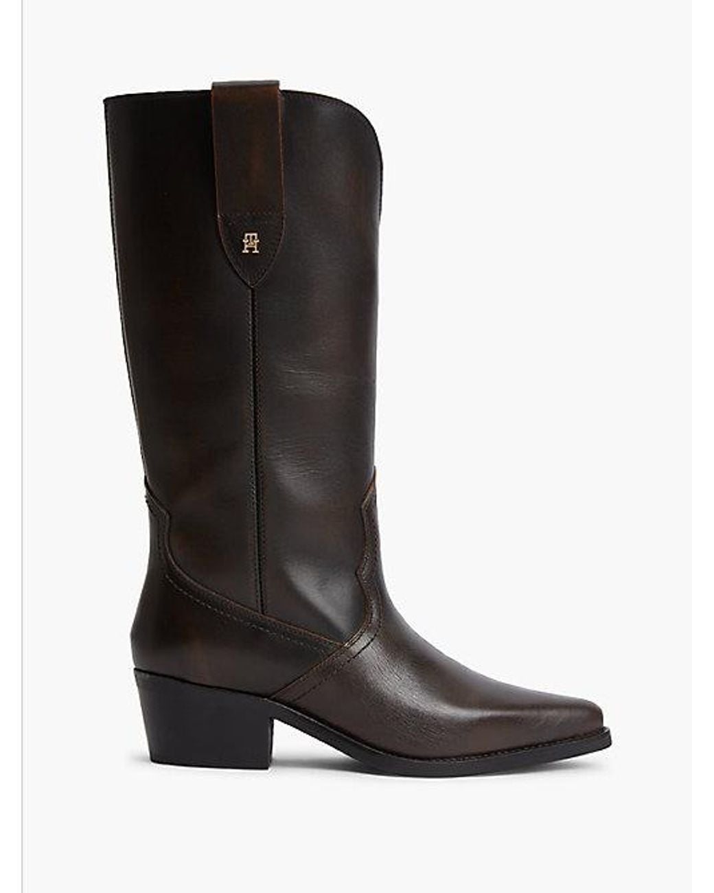 Tommy Hilfiger Black Th Monogram Leather Cowboy Boots