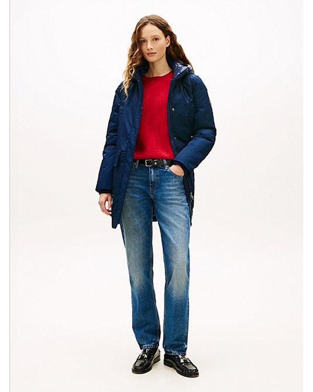 Tommy Hilfiger Blue Contrast Hood Padded Parka