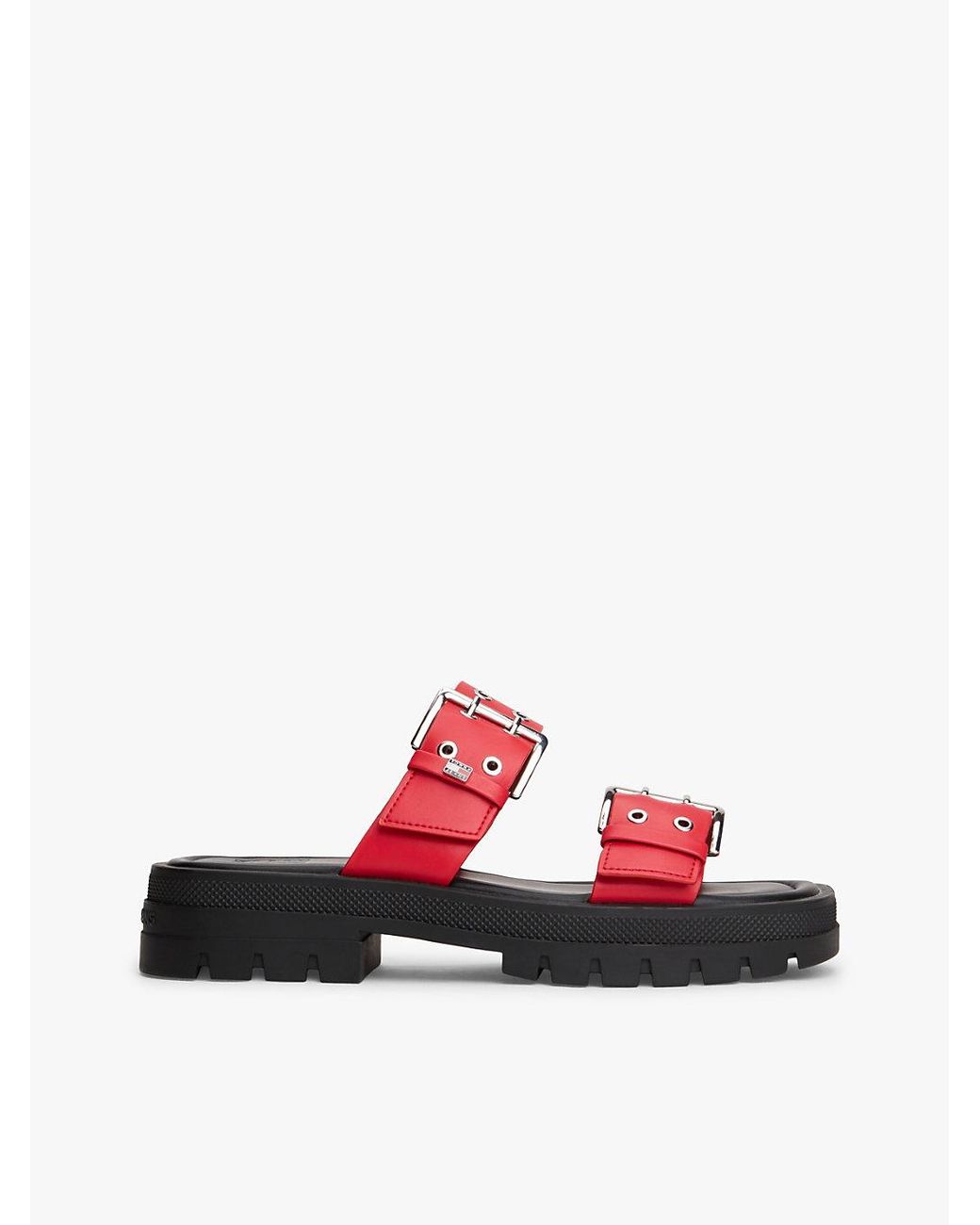 Tommy Hilfiger White Chunky Cleat Double Buckle Sandals