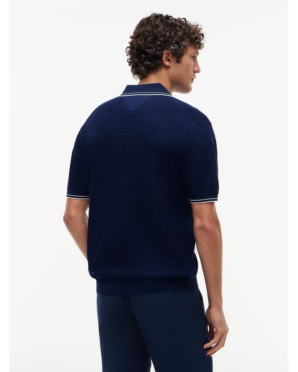 Tommy Hilfiger Blue New York Label Regular Tipped Collar Polo Shirt for men