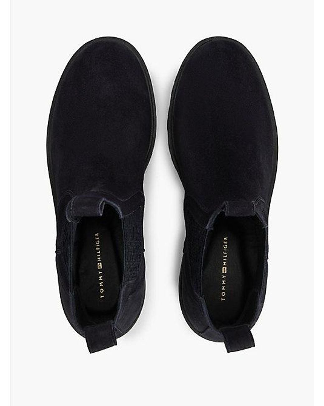 Tommy Hilfiger Black Suede Th Monogram Panel Chelsea Boots