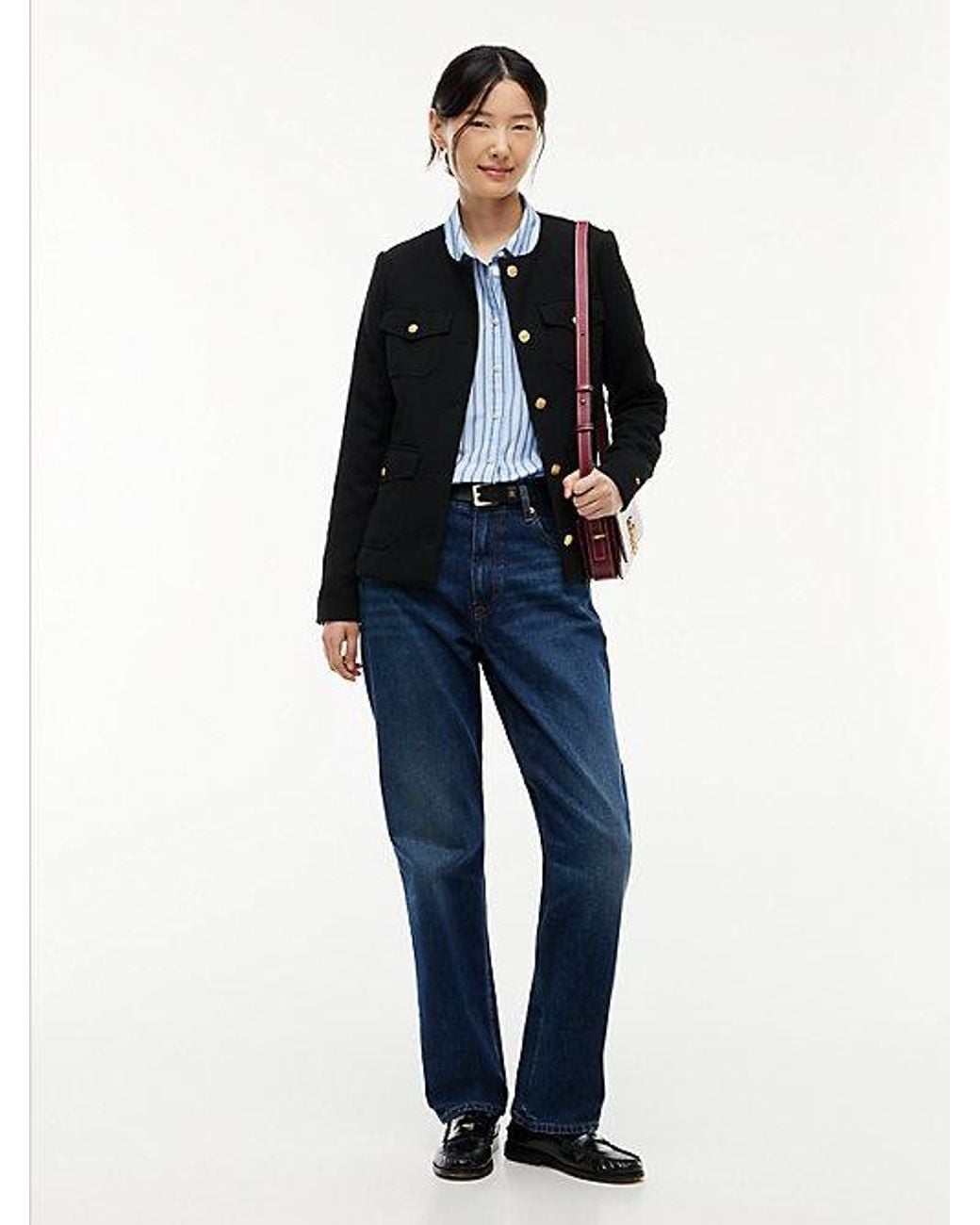 Tommy Hilfiger Blue Tone Button Collarless Slim Jacket