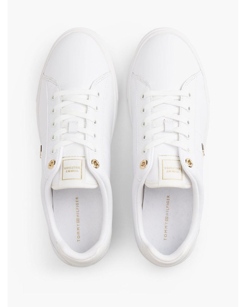 Tommy Hilfiger White Leather Th Monogram Court Trainers