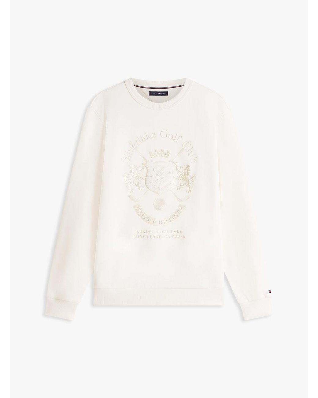 Tommy Hilfiger White Crest Embroidery Intechno Knit Sweatshirt for men