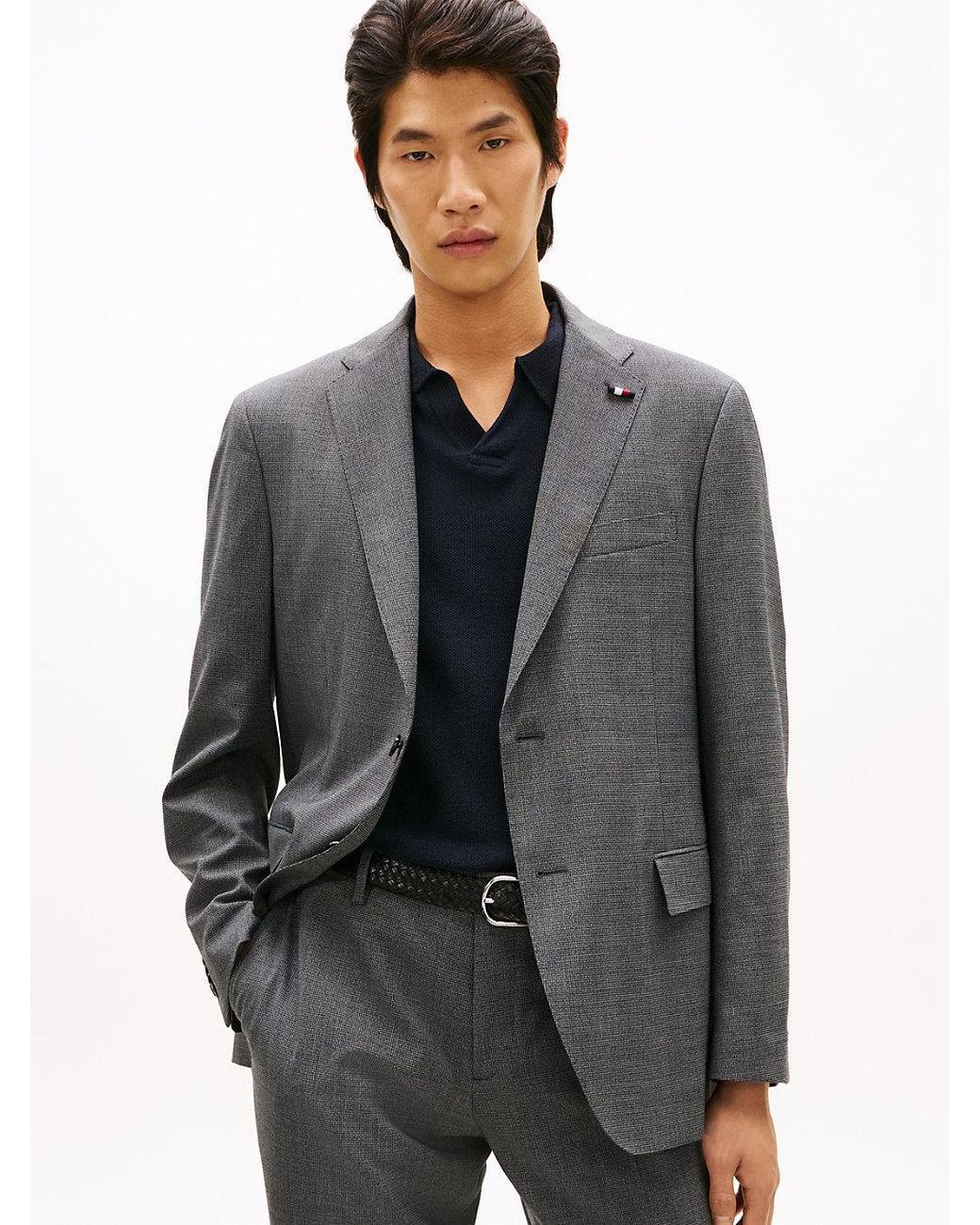 Tommy Hilfiger Gray Textured Wool Blend Suit for men