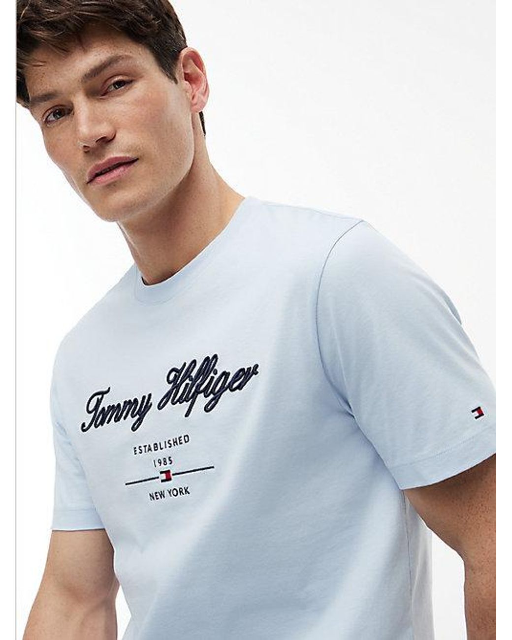 Tommy Hilfiger White Textured Logo Jersey T-Shirt for men