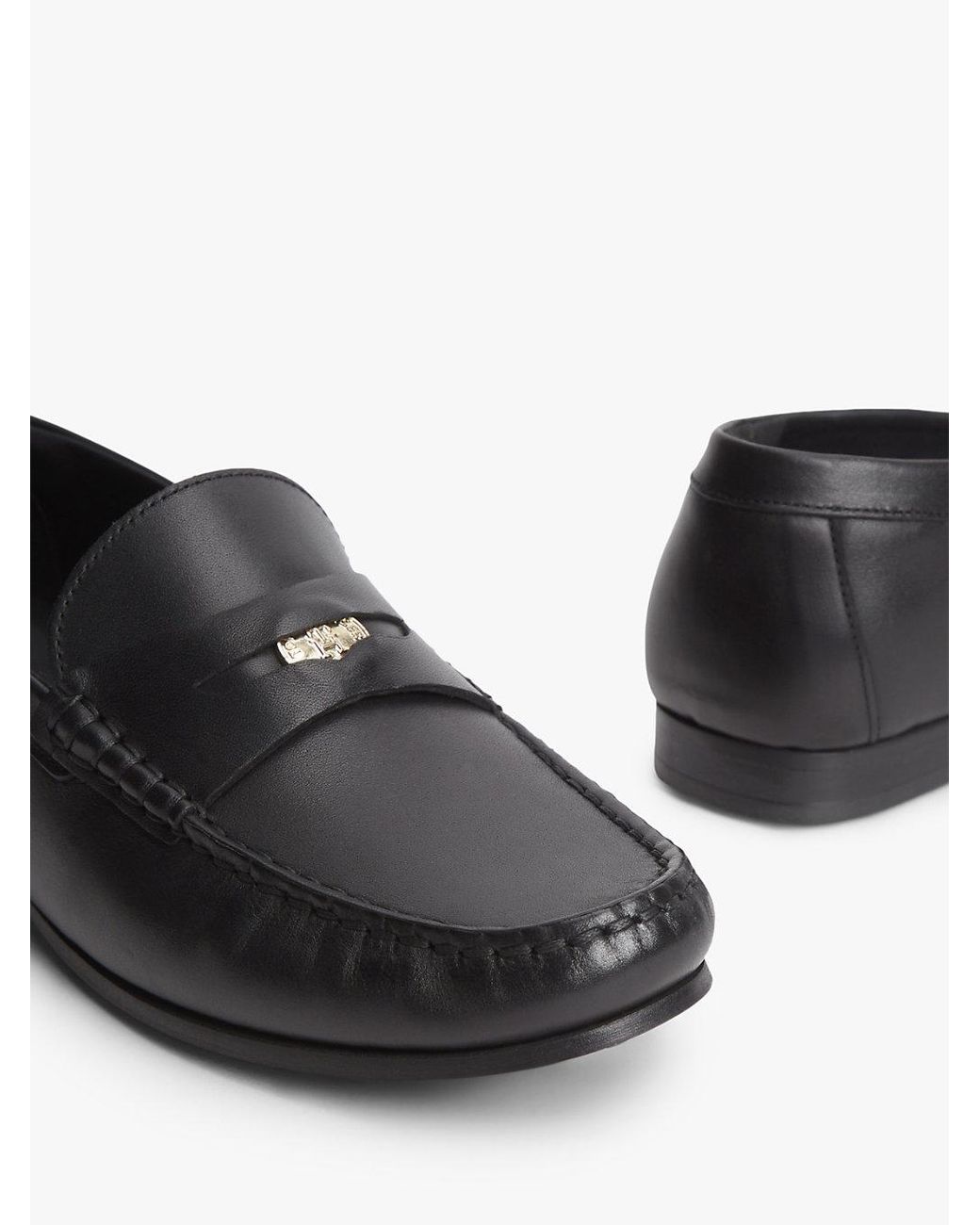 Tommy Hilfiger White Th Monogram Leather Penny Loafers