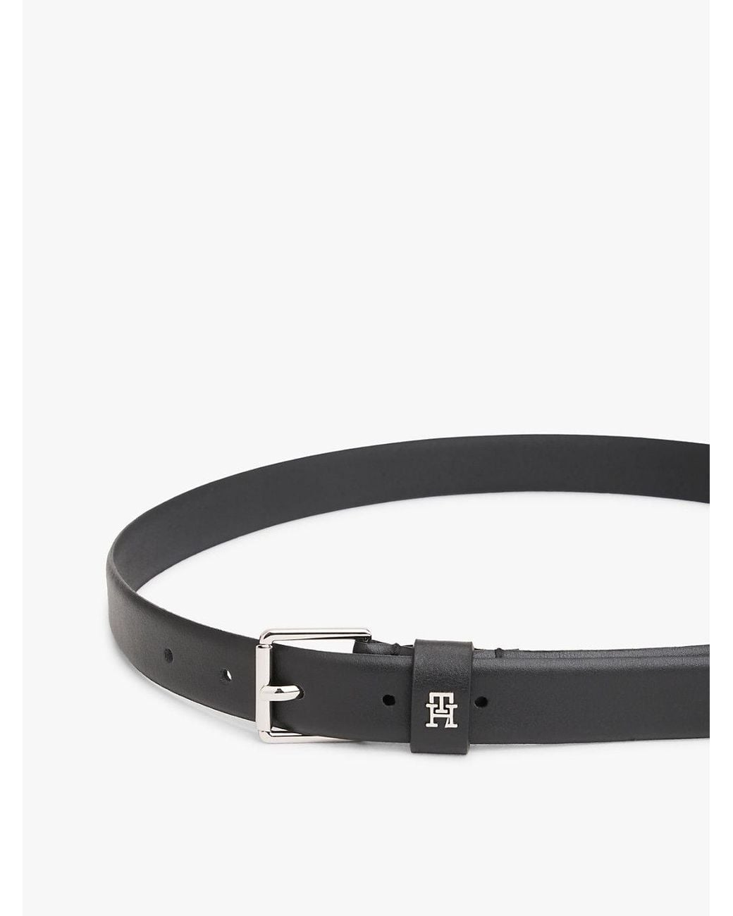 Tommy Hilfiger Black Th Monogram Square Buckle Leather Belt