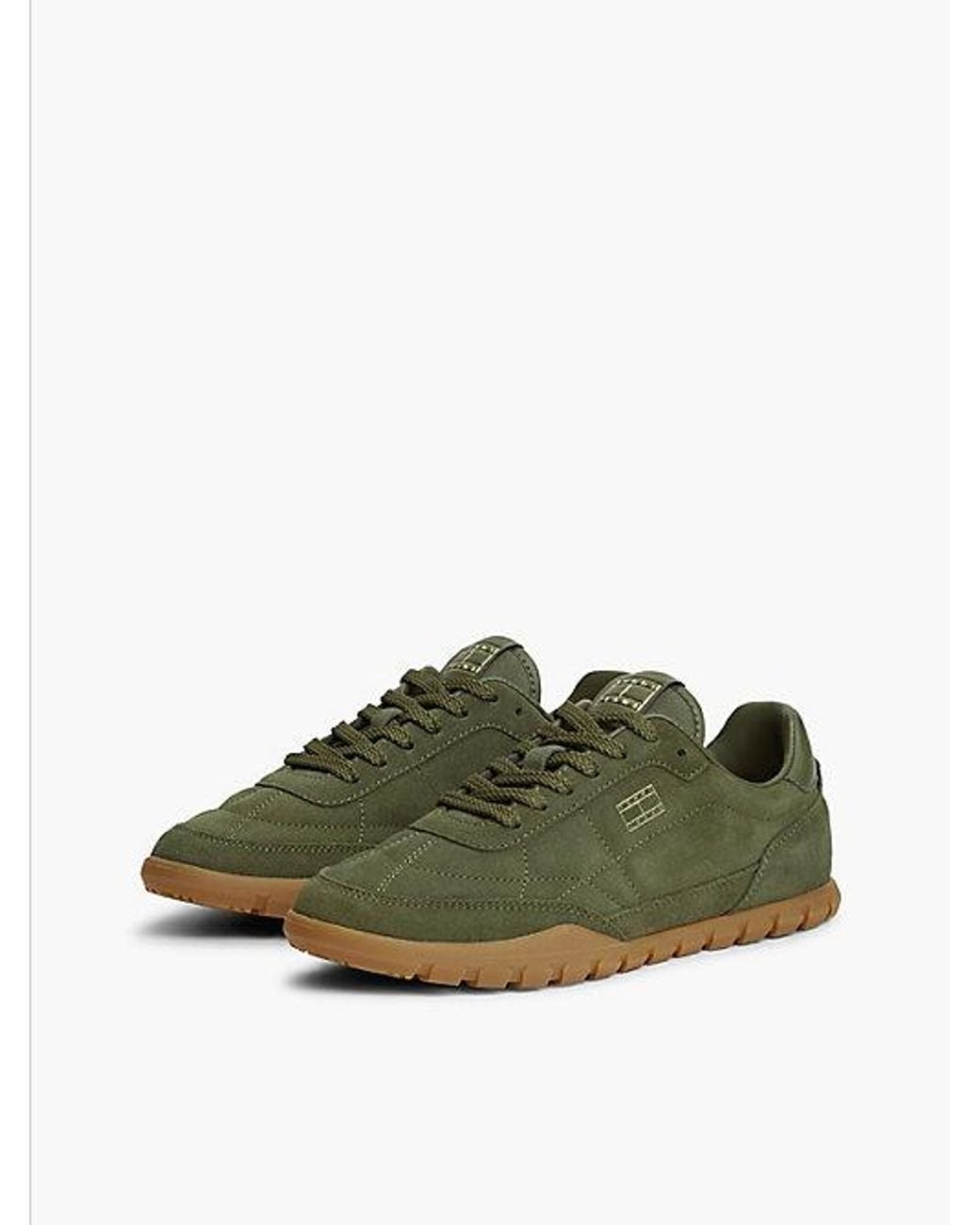 Tommy Hilfiger Green Suede Cleat Low Profile Trainers