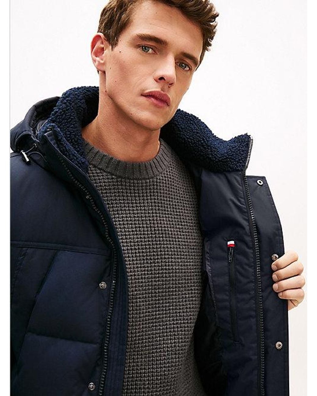 Tommy Hilfiger Blue Water Repellent Padded Utility Parka for men
