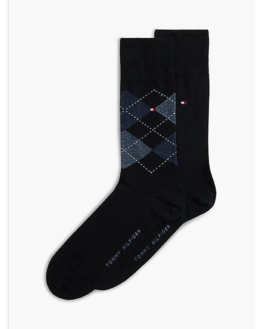 Tommy Hilfiger Black 2-Pack Flag Argyle Socks for men