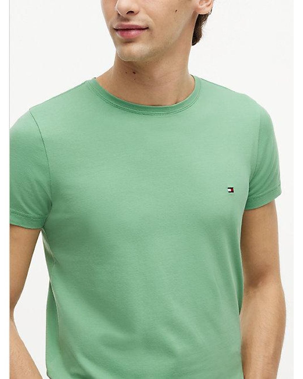 Tommy Hilfiger Green Flag Embroidery Slim Jersey T-Shirt for men