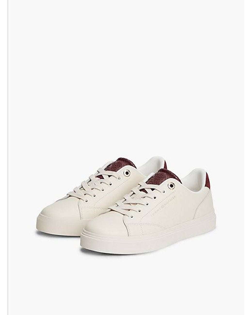Tommy Hilfiger White Leather Contrast Heel Cupsole Trainers